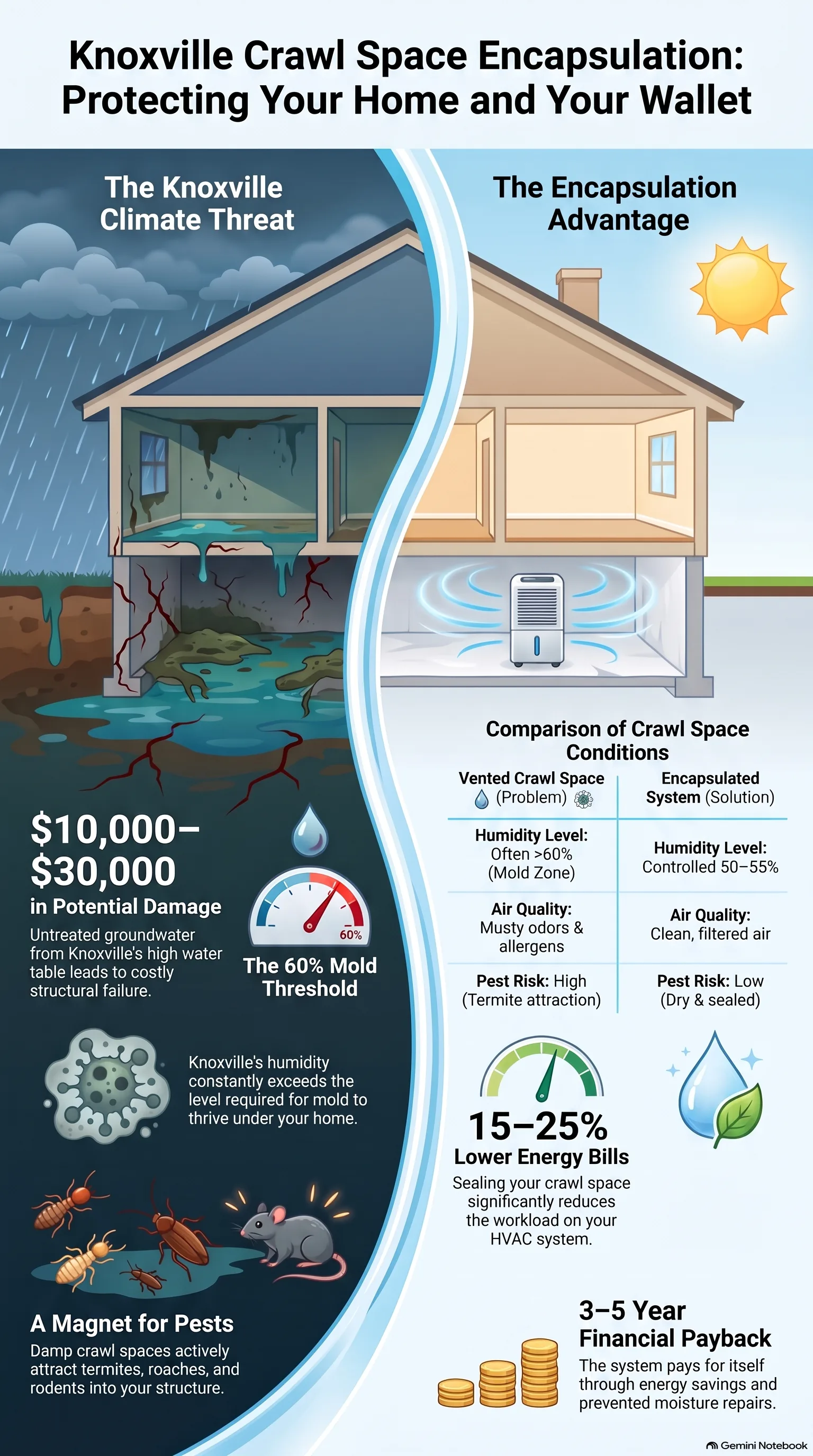 Crawl space project in Savannah